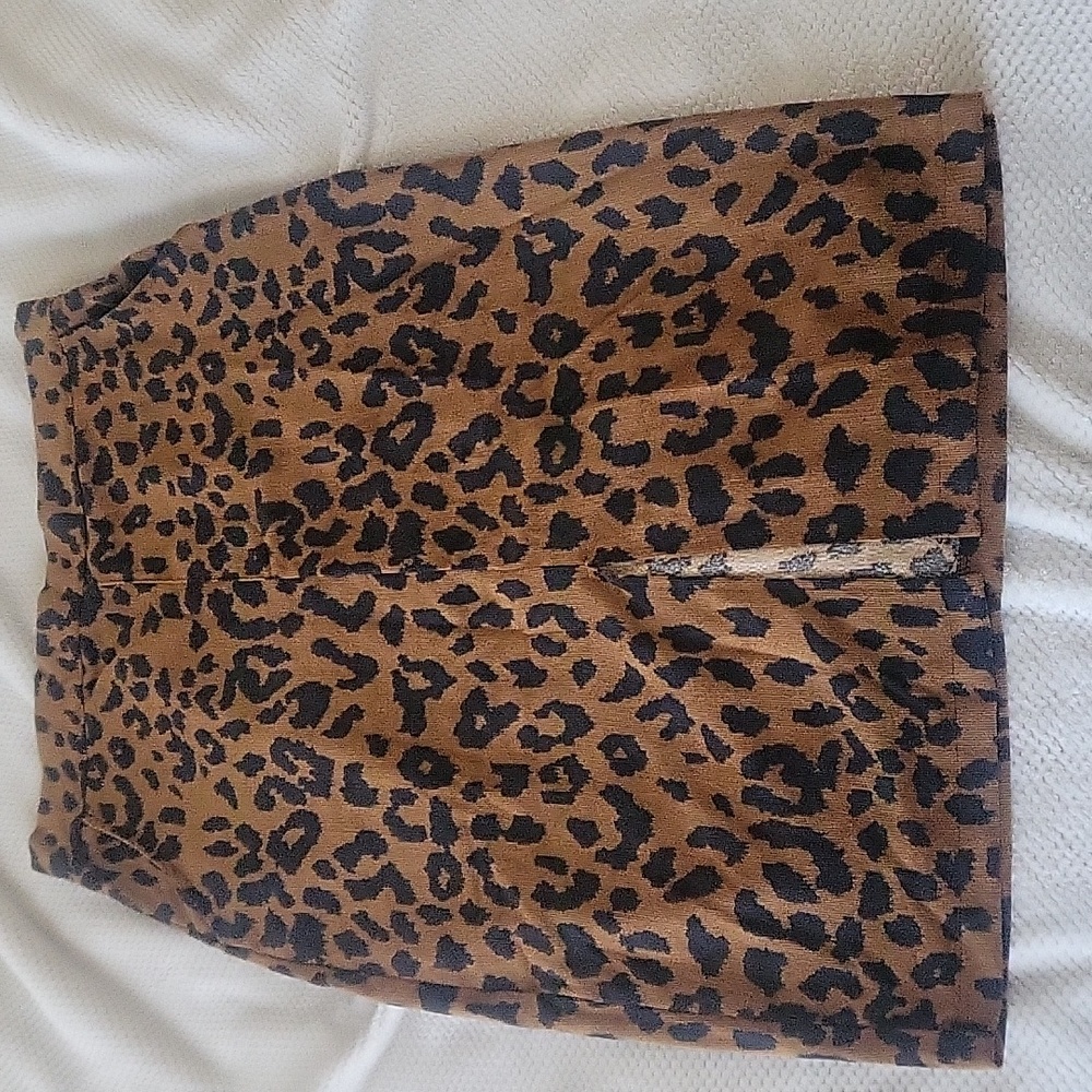 Leopard Pencil Skirt with Pockets
